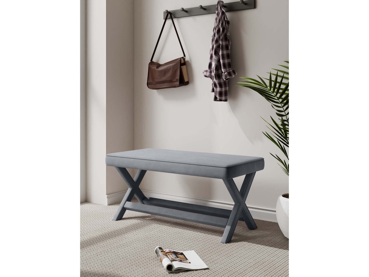 Abigail Double Ottoman Bench in Grey by Manhattan Comfort at Eve Furniture