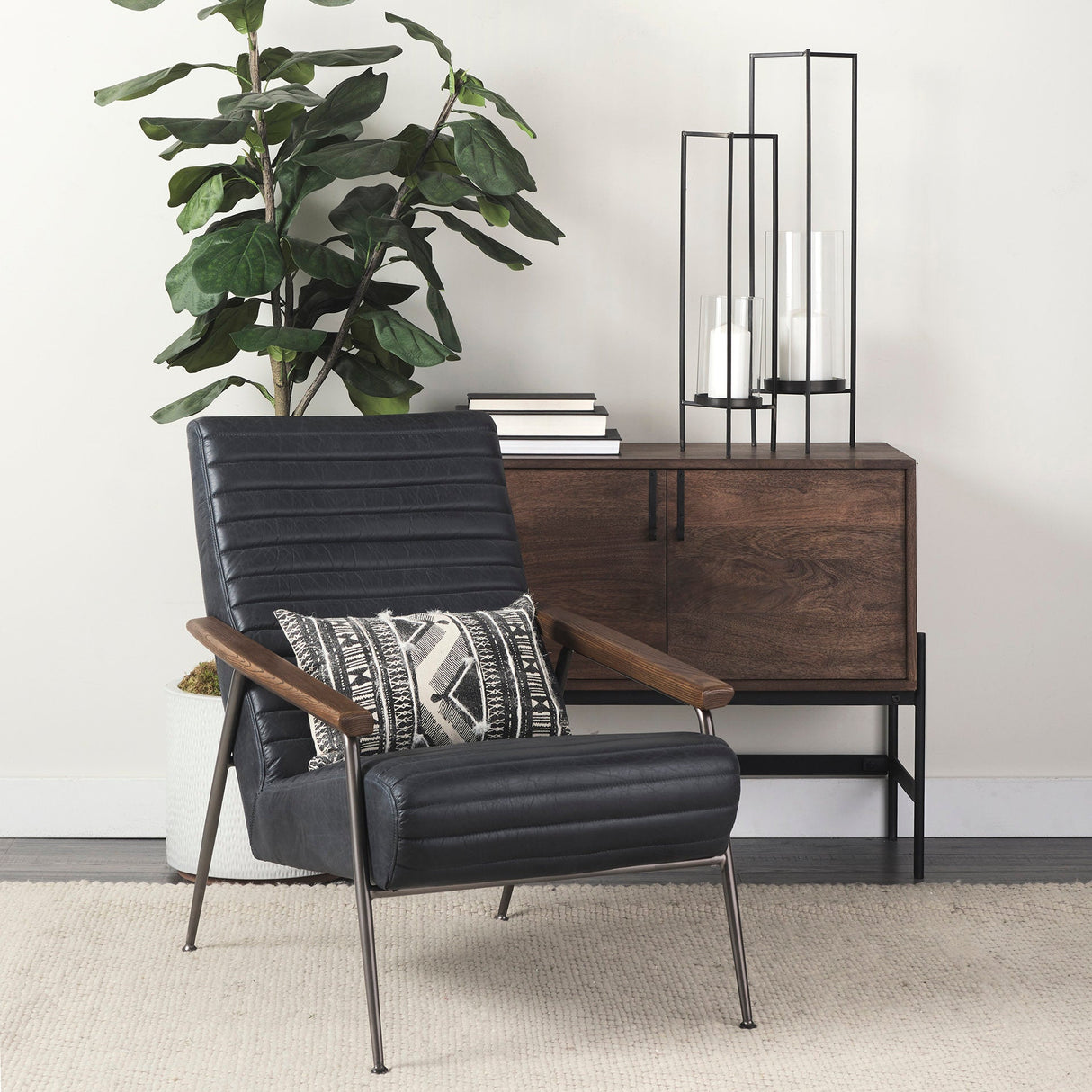 Abigail I Large Gunmetal Gray Metal Table Candle Holder by Mercana at Eve Furniture
