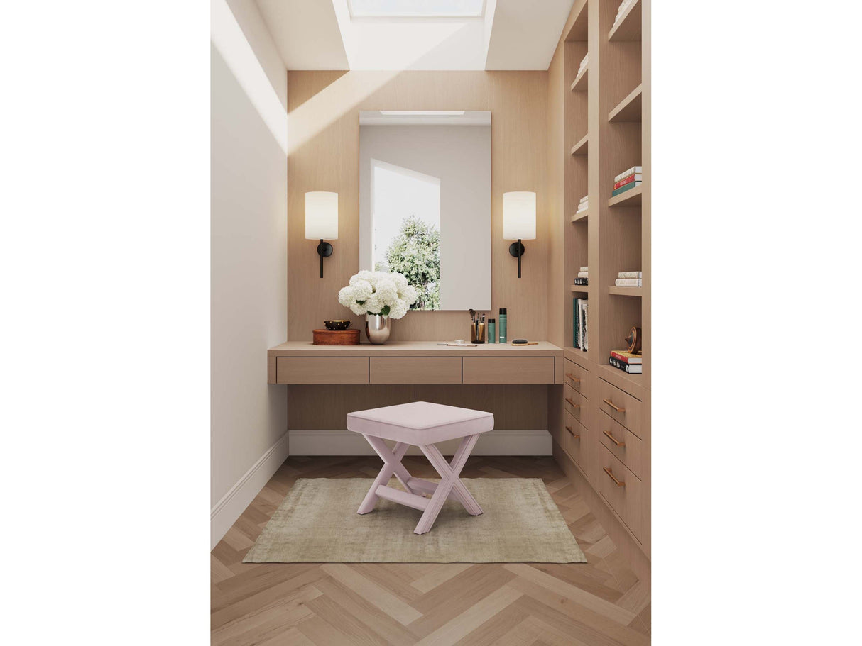 Abigail Single Ottoman Bench in Pink by Manhattan Comfort at Eve Furniture