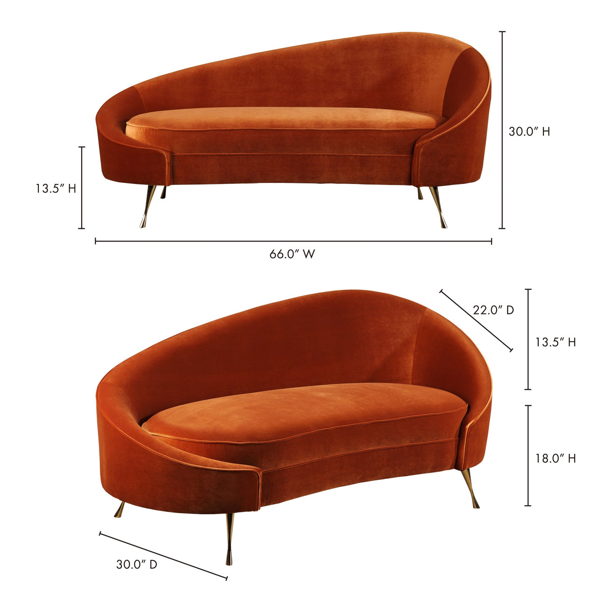 Abigail Umber Chaise by Moe's Home at Eve Furniture