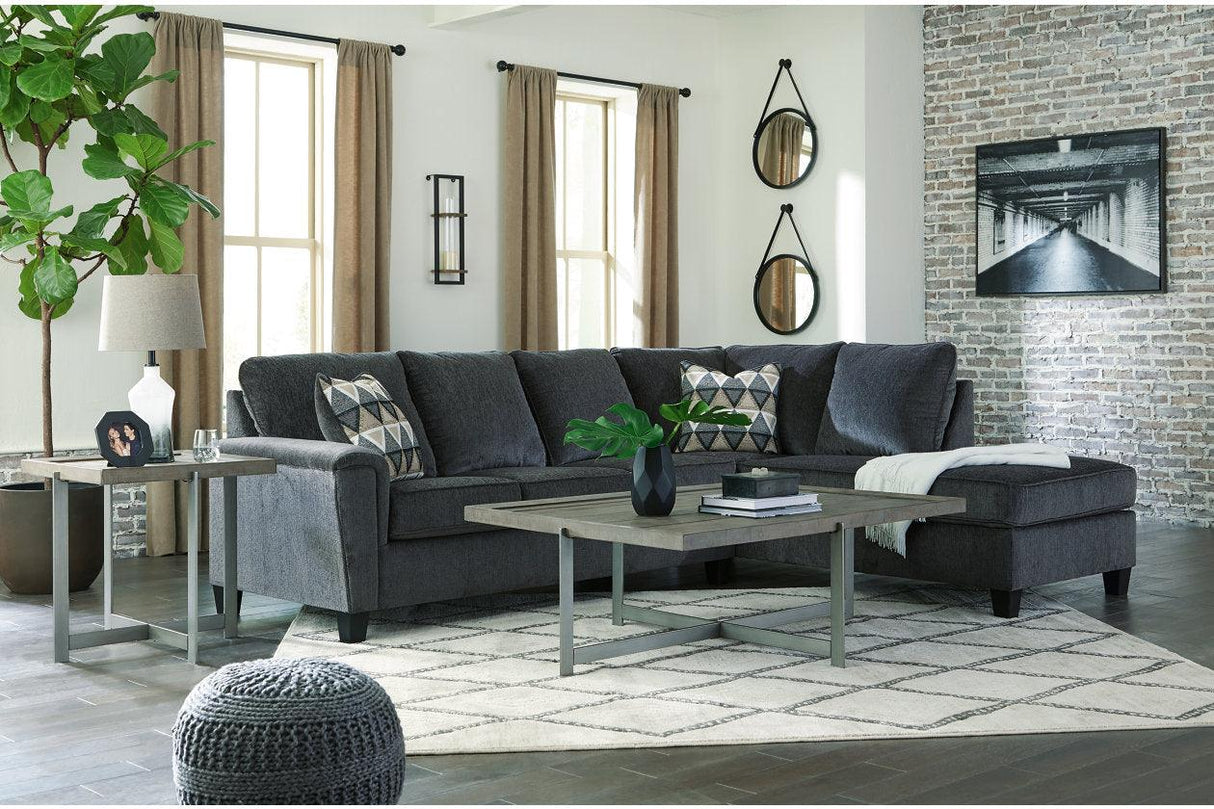 Abinger Smoke 2-Piece Right Arm Facing (RAF) Chaise Sectional by Ashley at Eve Furniture