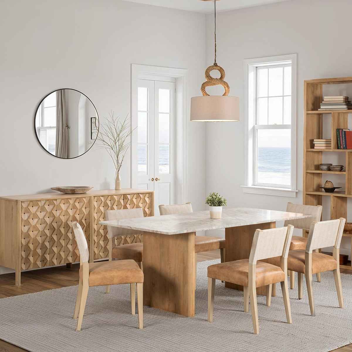 Abra 76" Dining Table in Toronto Marble Top and Light Mango Base by Home Trends & Design at Eve Furniture