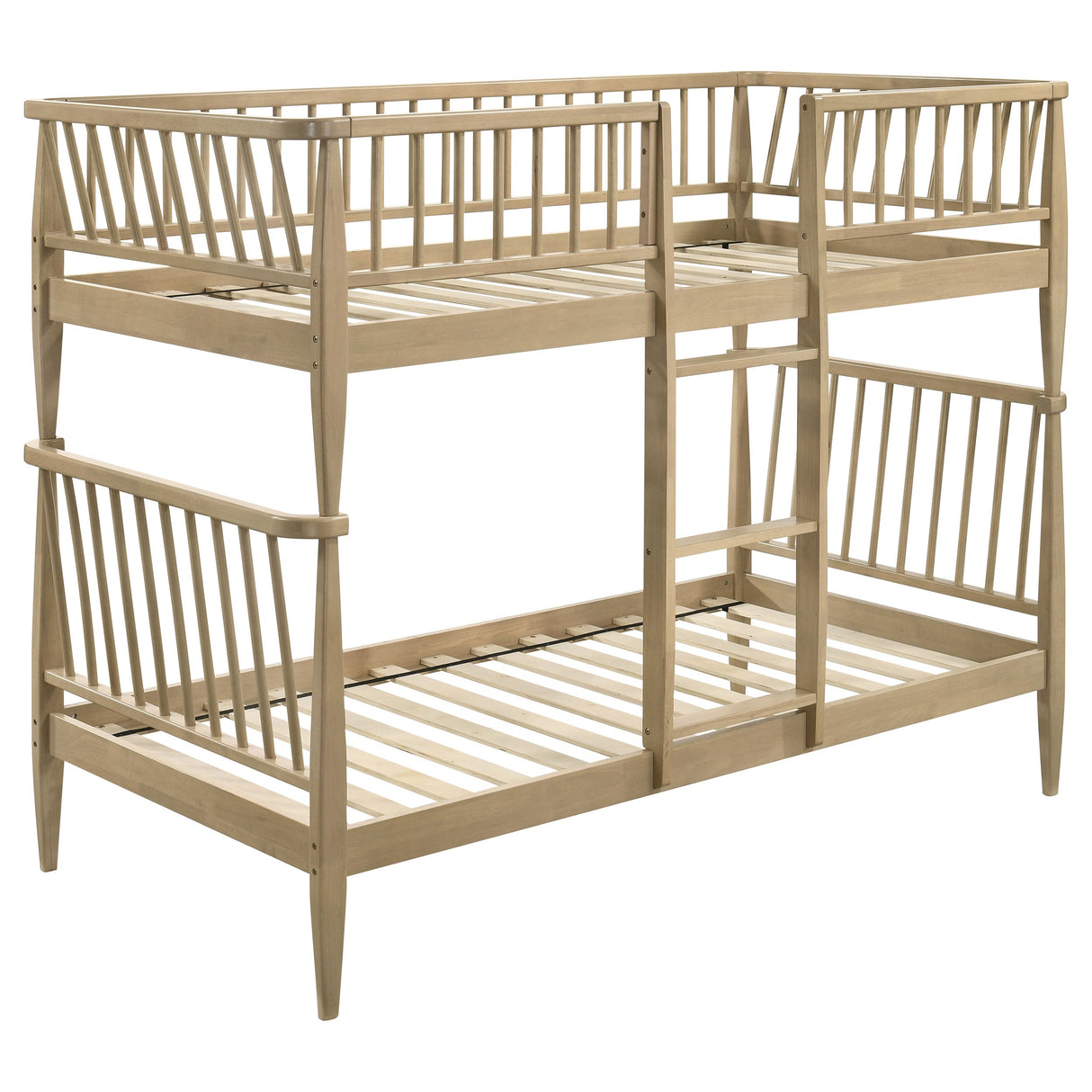 Abram Almond Windsor Twin Over Twin Wood Bunk Bed with Ladder by Coaster at Eve Furniture