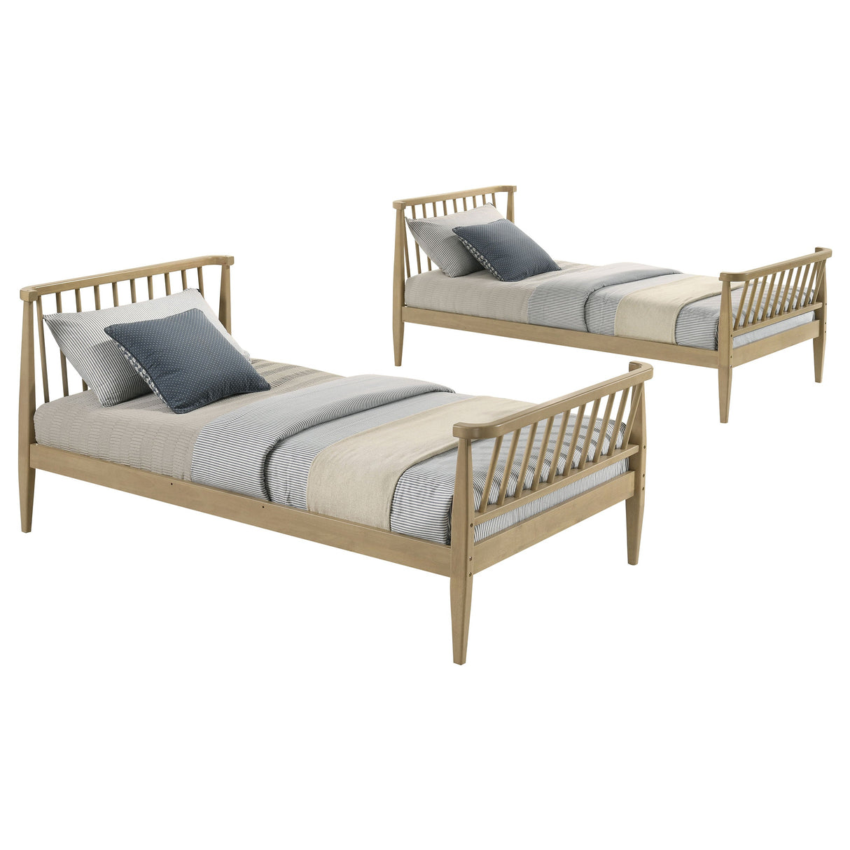 Abram Almond Windsor Twin Over Twin Wood Bunk Bed with Ladder by Coaster at Eve Furniture