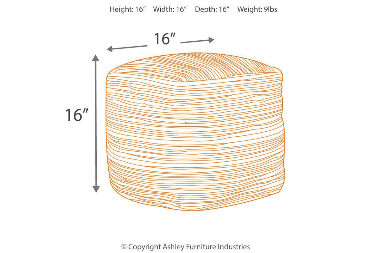 Absalom Denim Pouf by Ashley at Eve Furniture