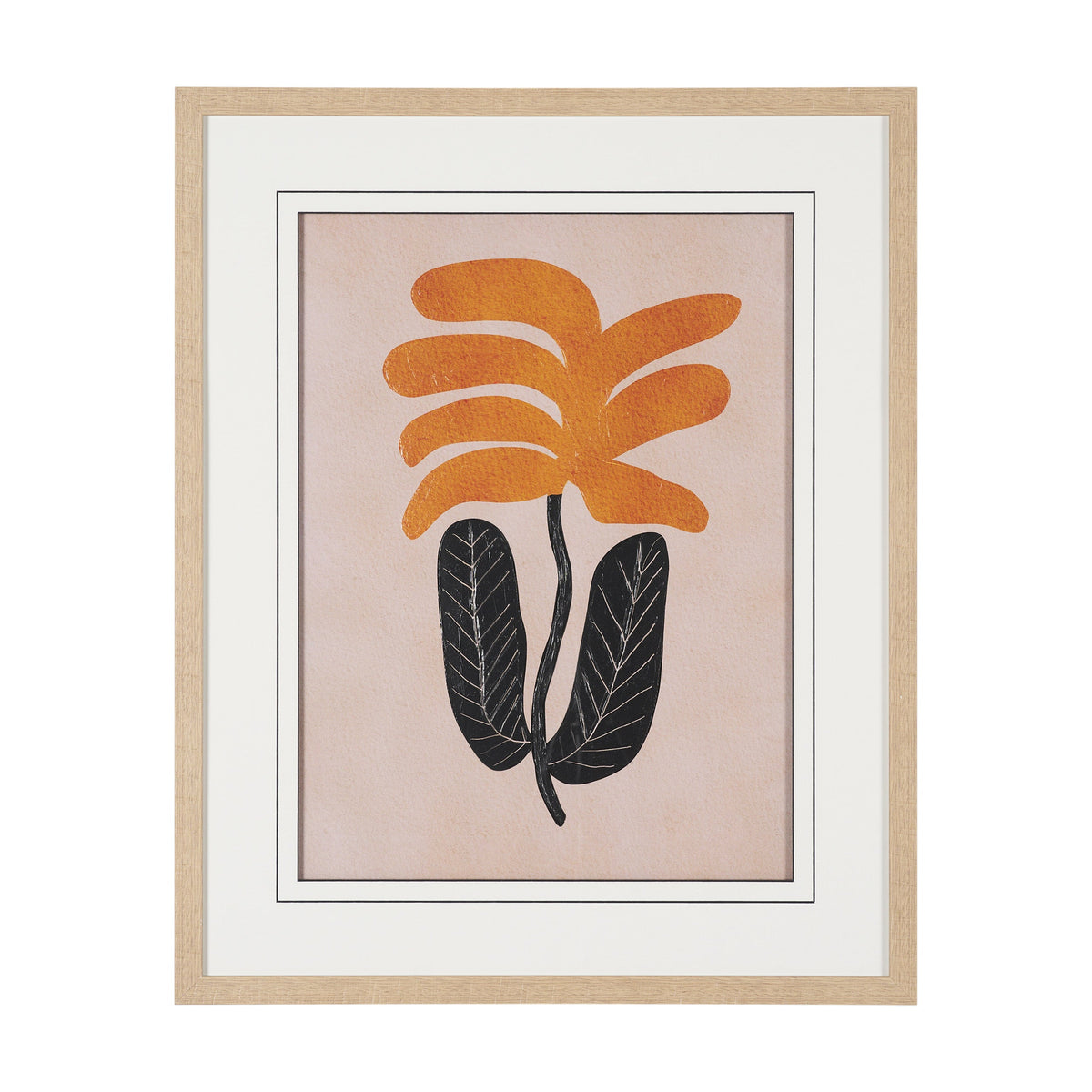 Abstract Golden Plant by Sharyn Bursic Hand-Embellished Textured Framed Artwork Matted under Glass by Mercana at Eve Furniture