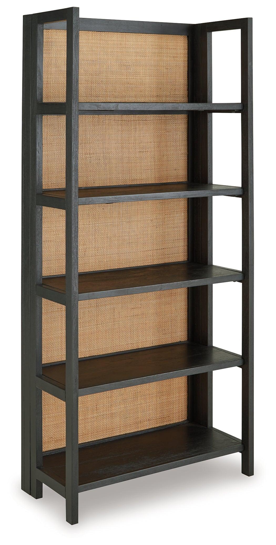 Abyard Black/Natural Bookcase by Ashley at Eve Furniture