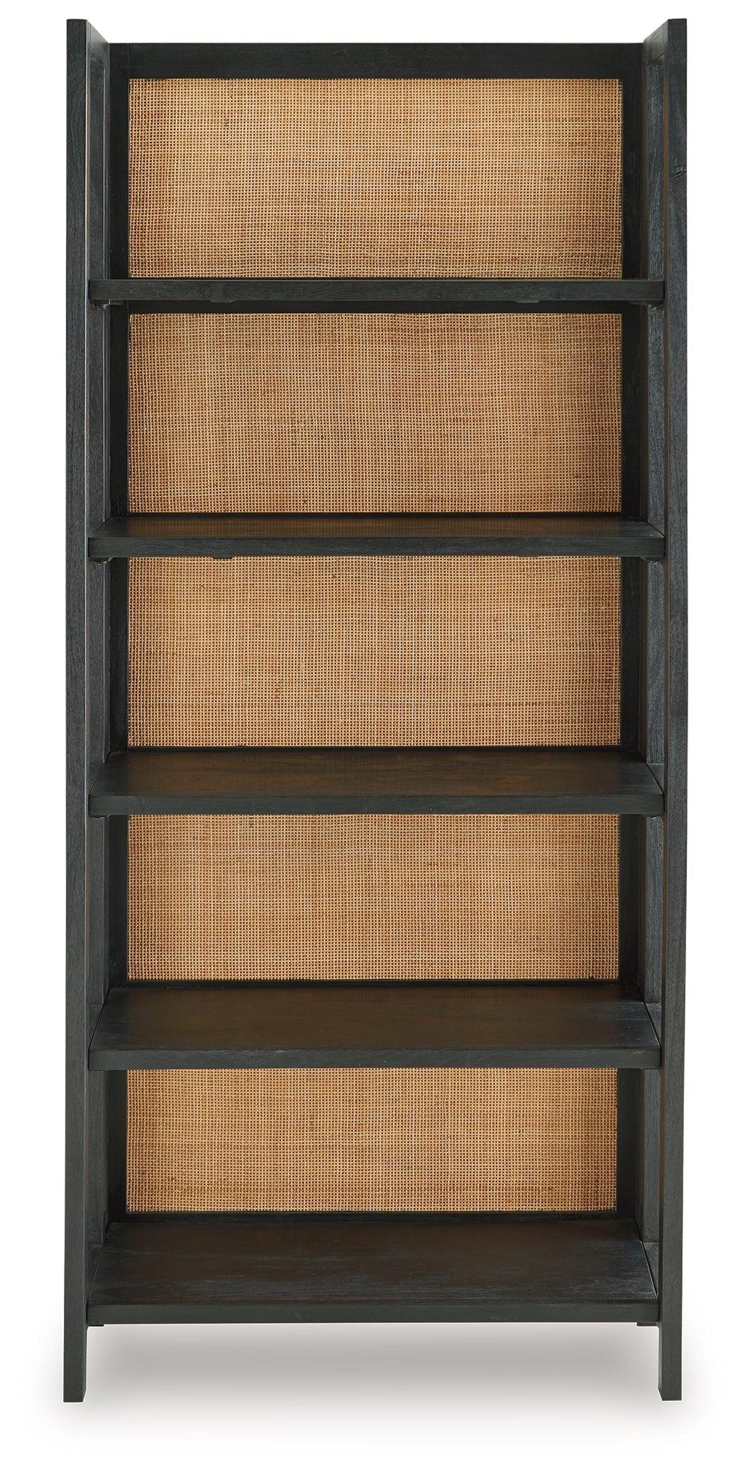 Abyard Black/Natural Bookcase by Ashley at Eve Furniture
