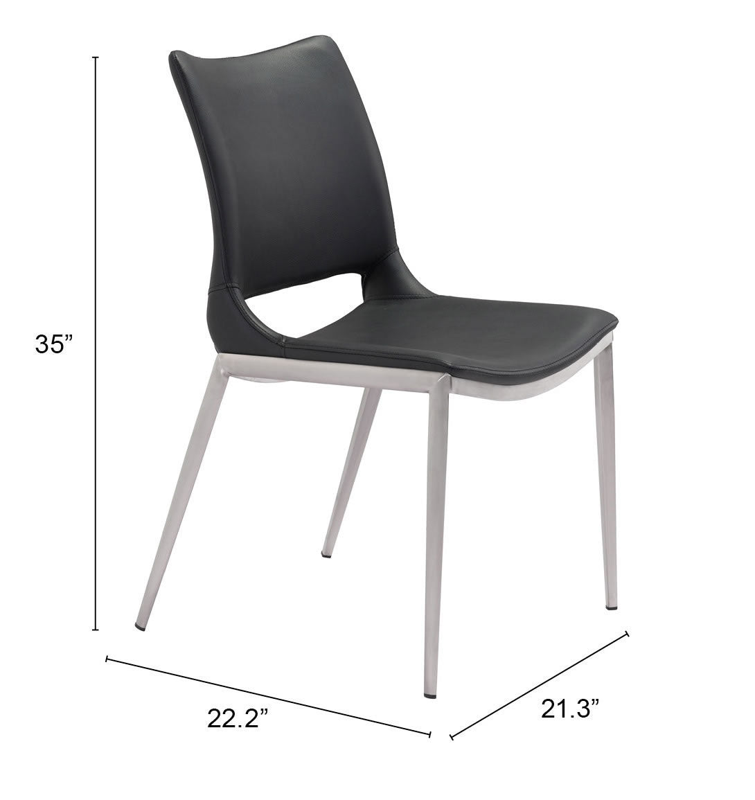 Ace Black & Silver Dining Chair (Set of 2) by Zuomod at Eve Furniture