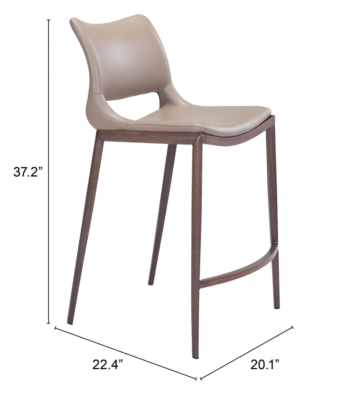 Ace Brown & Walnut Counter Stool (Set of 2) by Zuomod at Eve Furniture