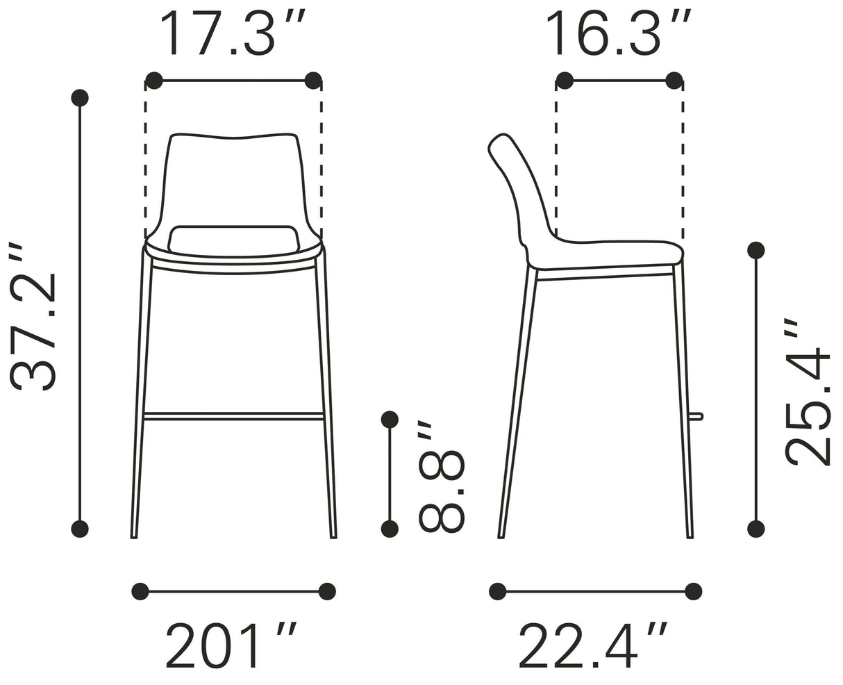 Ace Brown & Walnut Counter Stool (Set of 2) by Zuomod at Eve Furniture