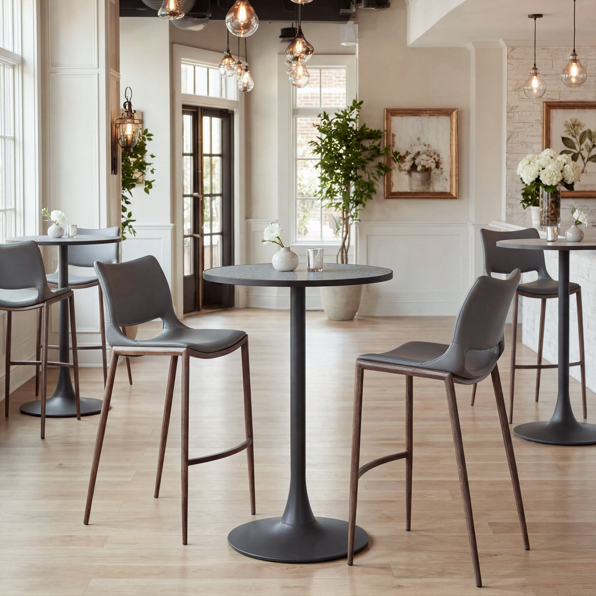 Ace Dark Gray & Walnut Barstool (Set of 2) by Zuomod at Eve Furniture