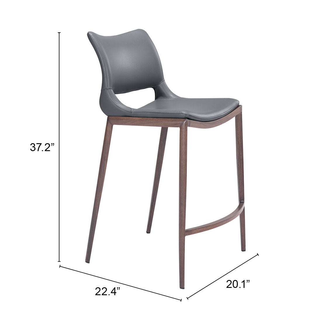 Ace Dark Gray & Walnut Counter Stool (Set of 2) by Zuomod at Eve Furniture
