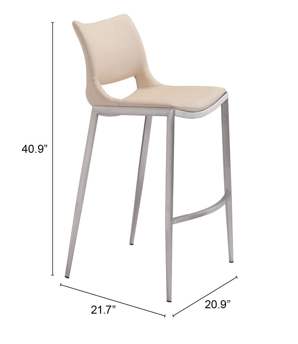 Ace Light Pink & Silver Barstool (Set of 2) by Zuomod at Eve Furniture