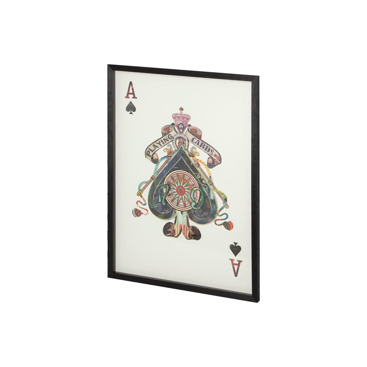 Ace of Spades II Playing Card a Paper Mosaik Collage Framed Art Under Glass by Mercana at Eve Furniture