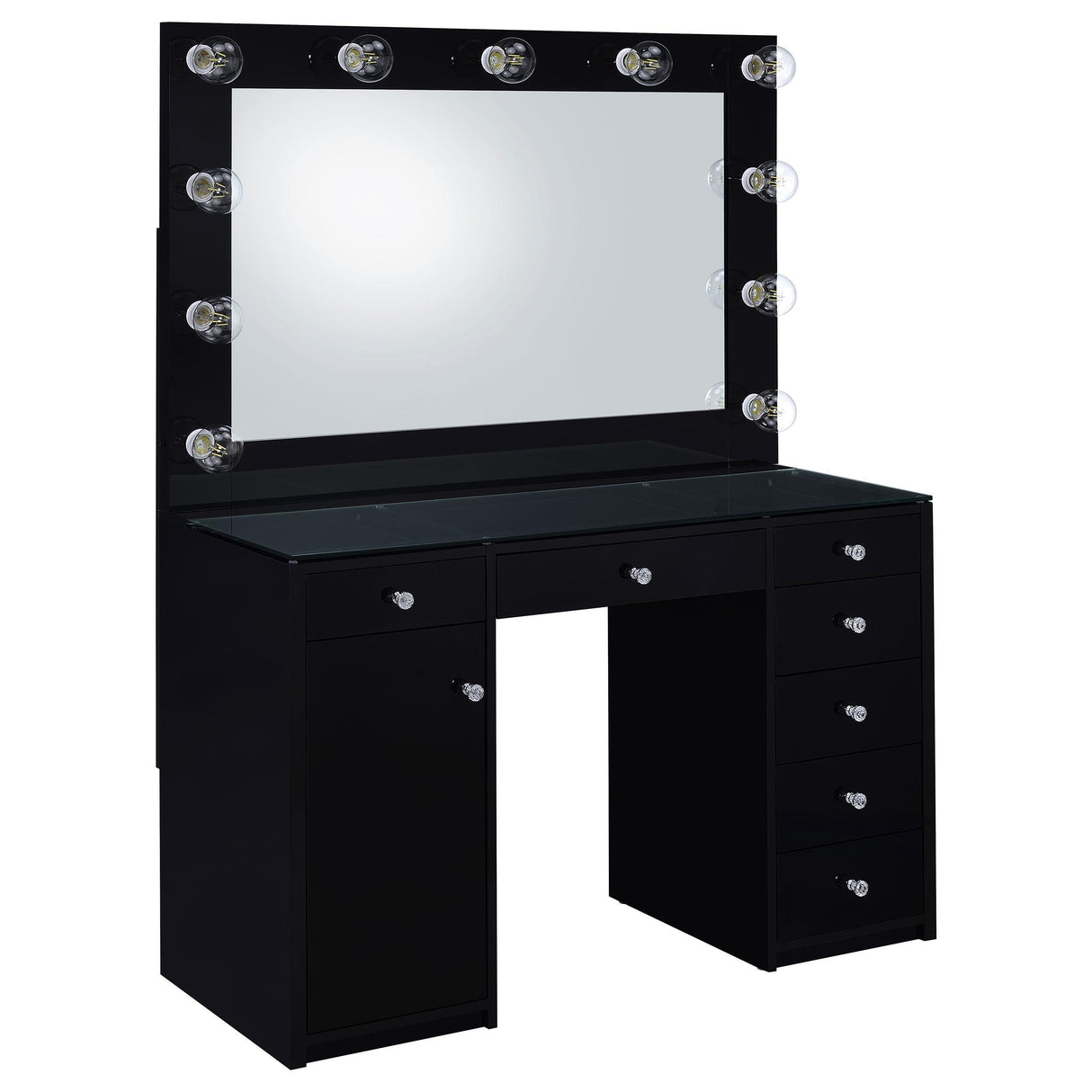 Acena Black High Gloss 7-drawer Vanity Set with Lighting by Coaster at Eve Furniture