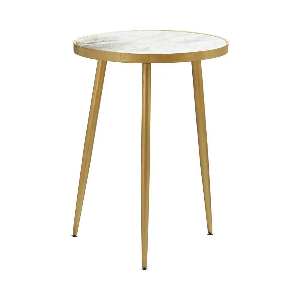 Acheson White/Gold Round Accent Table by Coaster at Eve Furniture