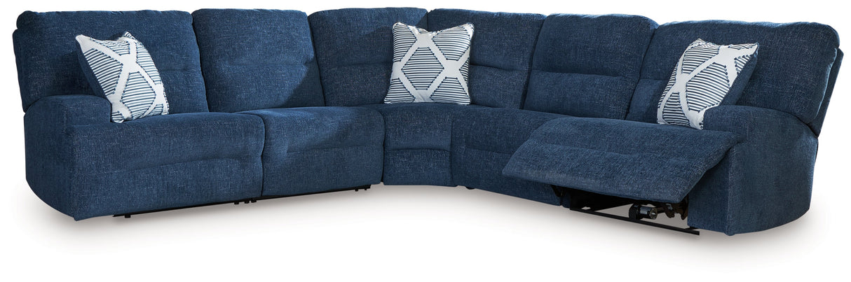 Acklen Place Navy 5-Piece Dual Power Reclining Modular Sectional by Ashley at Eve Furniture