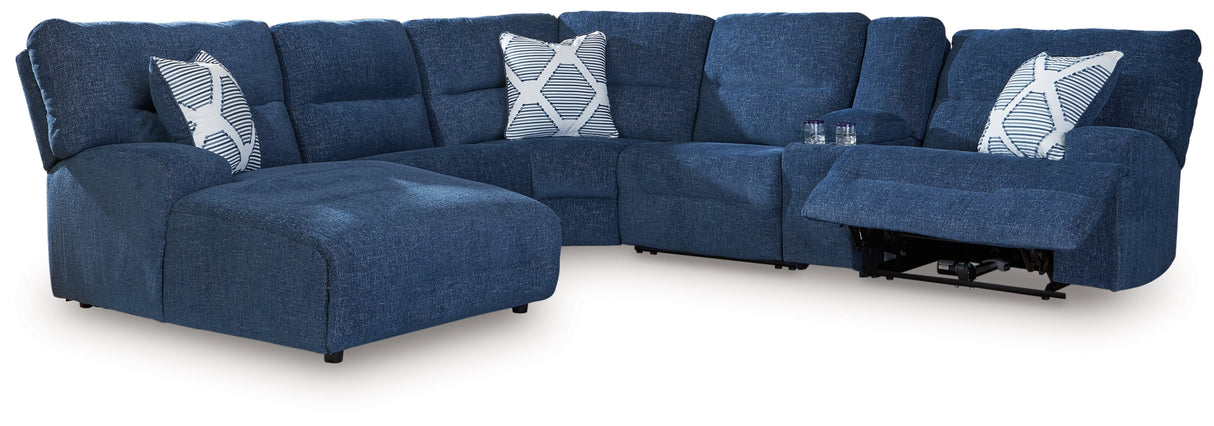 Acklen Place Navy 6-Piece Dual Power Reclining Modular Sectional with LAF Chaise by Ashley at Eve Furniture