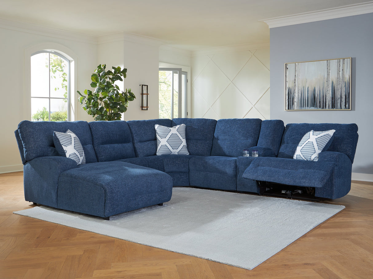 Acklen Place Navy 6-Piece Dual Power Reclining Modular Sectional with LAF Chaise by Ashley at Eve Furniture