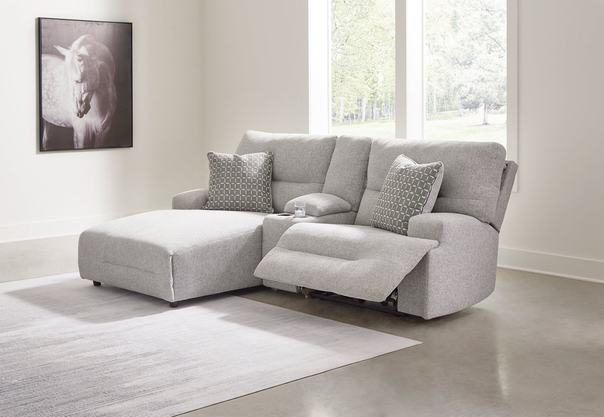 Acklen Place Pewter 3-Piece Left Arm Facing Chaise Power Reclining Sectional by Ashley at Eve Furniture