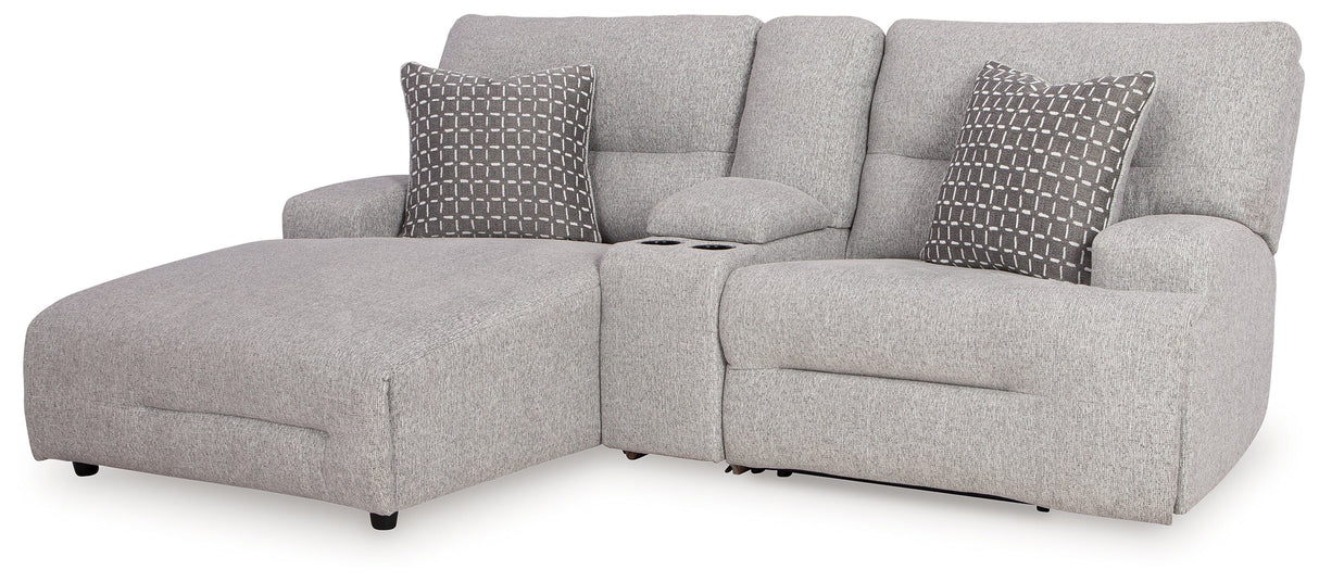 Acklen Place Pewter 3-Piece Left Arm Facing Chaise Power Reclining Sectional by Ashley at Eve Furniture