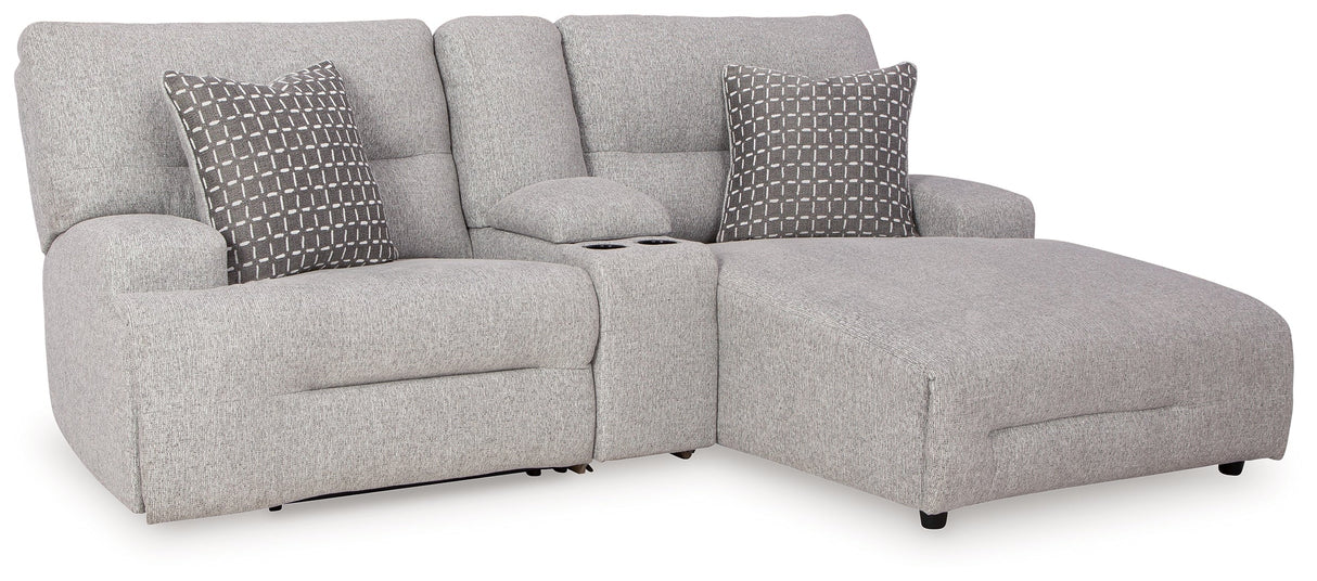 Acklen Place Pewter 3-Piece Right Arm Facing Chaise Power Reclining Sectional by Ashley at Eve Furniture