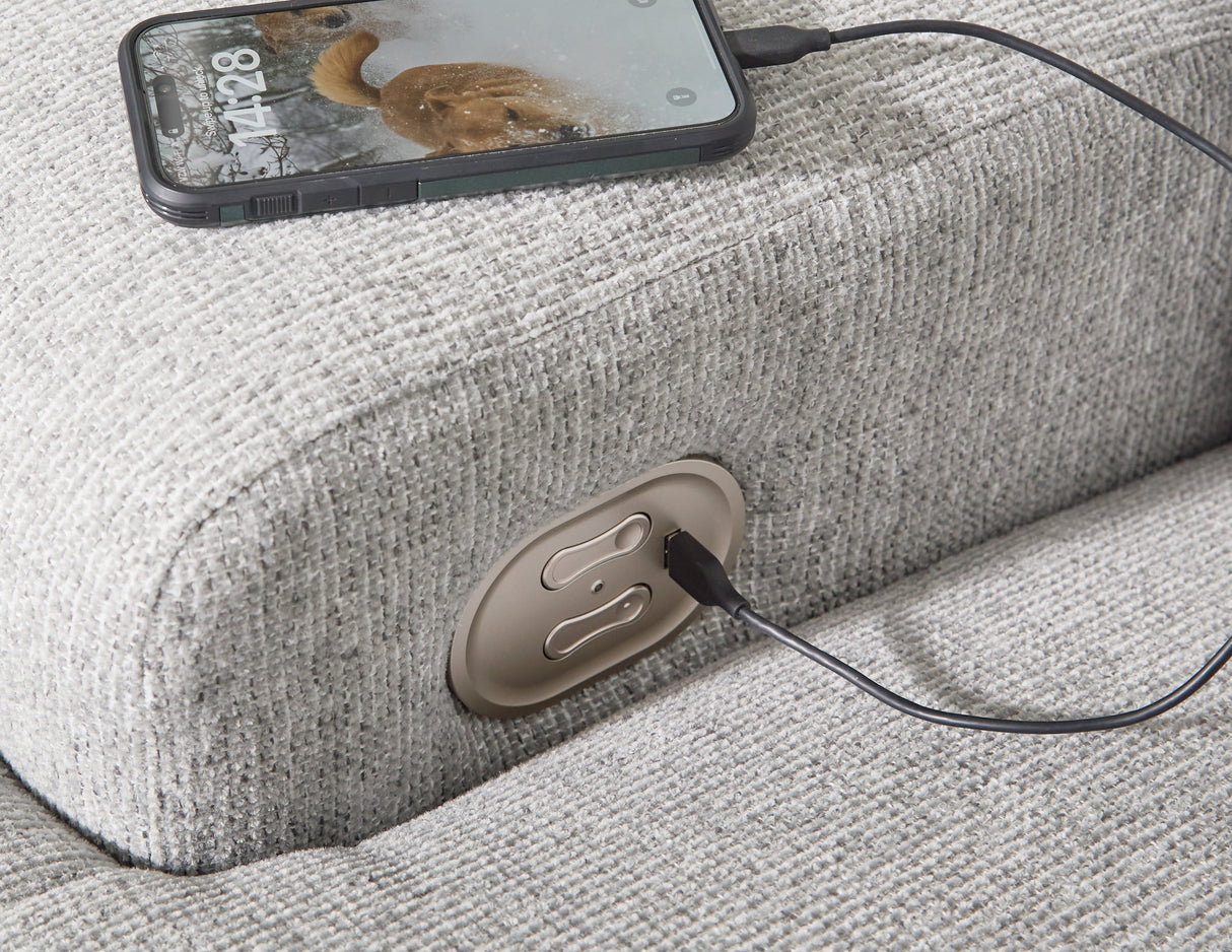 Acklen Place Pewter 3-Piece Dual Power Reclining Modular Sectional with RAF Chaise by Ashley at Eve Furniture