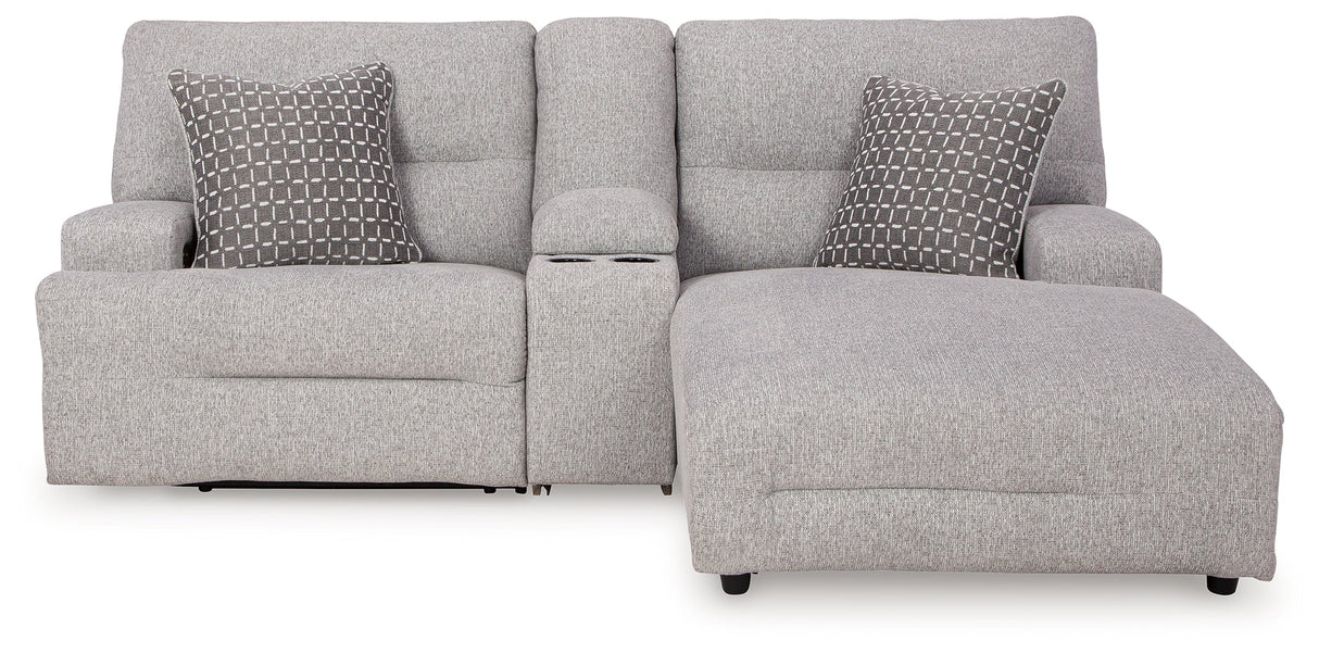 Acklen Place Pewter 3-Piece Right Arm Facing Chaise Power Reclining Sectional by Ashley at Eve Furniture