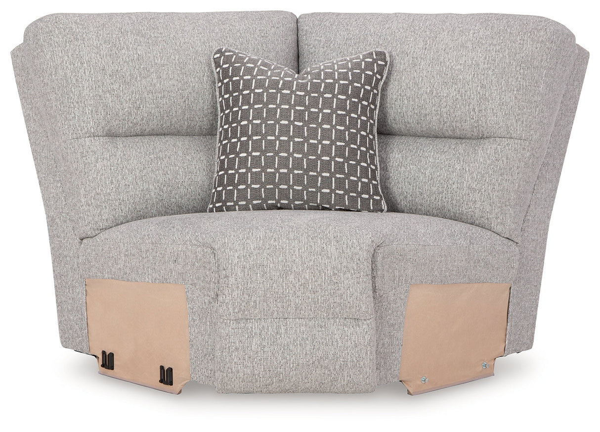 Acklen Place Pewter 5-Piece Dual Power Reclining Modular Sectional by Ashley at Eve Furniture
