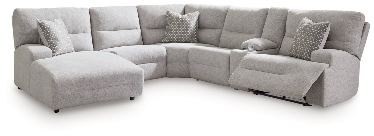 Acklen Place Pewter 6-Piece Left Arm Facing Chaise Power Reclining Sectional by Ashley at Eve Furniture
