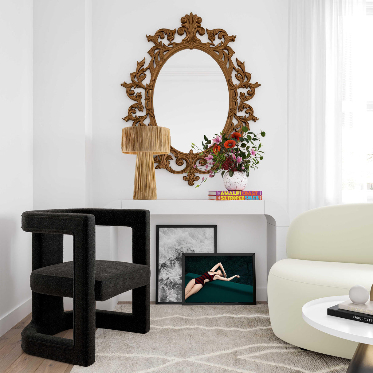 Ada Black Boucle Chair by TOV Furniture at Eve Furniture