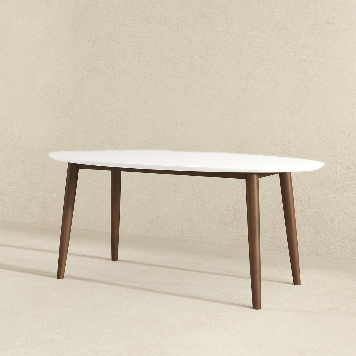 Ada Mid Century Modern Style Solid Wood White Top Oval Dining Table by Ashcroft Furniture at Eve Furniture