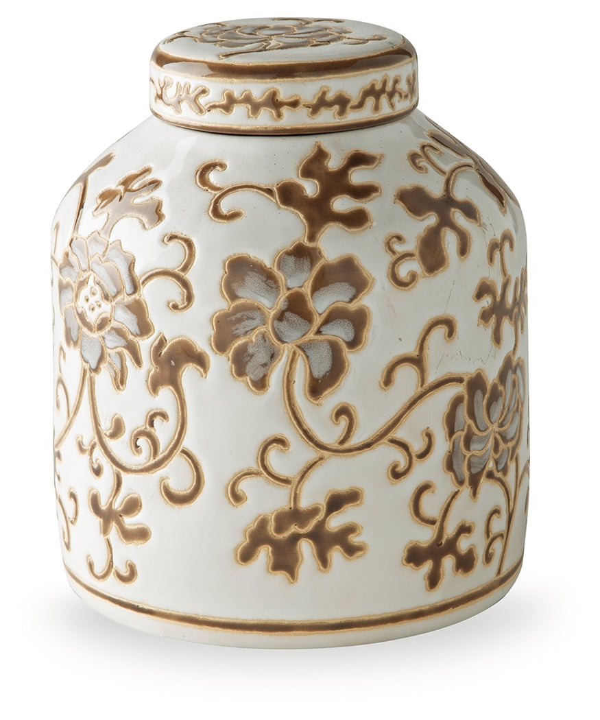 Adalham Cream/Brown Jar by Ashley at Eve Furniture