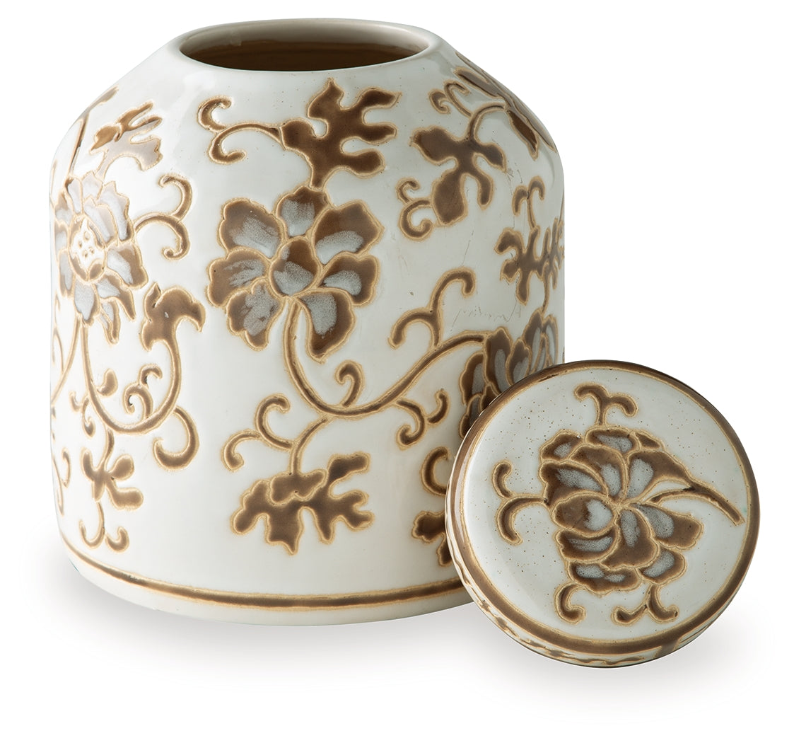 Adalham Cream/Brown Jar by Ashley at Eve Furniture