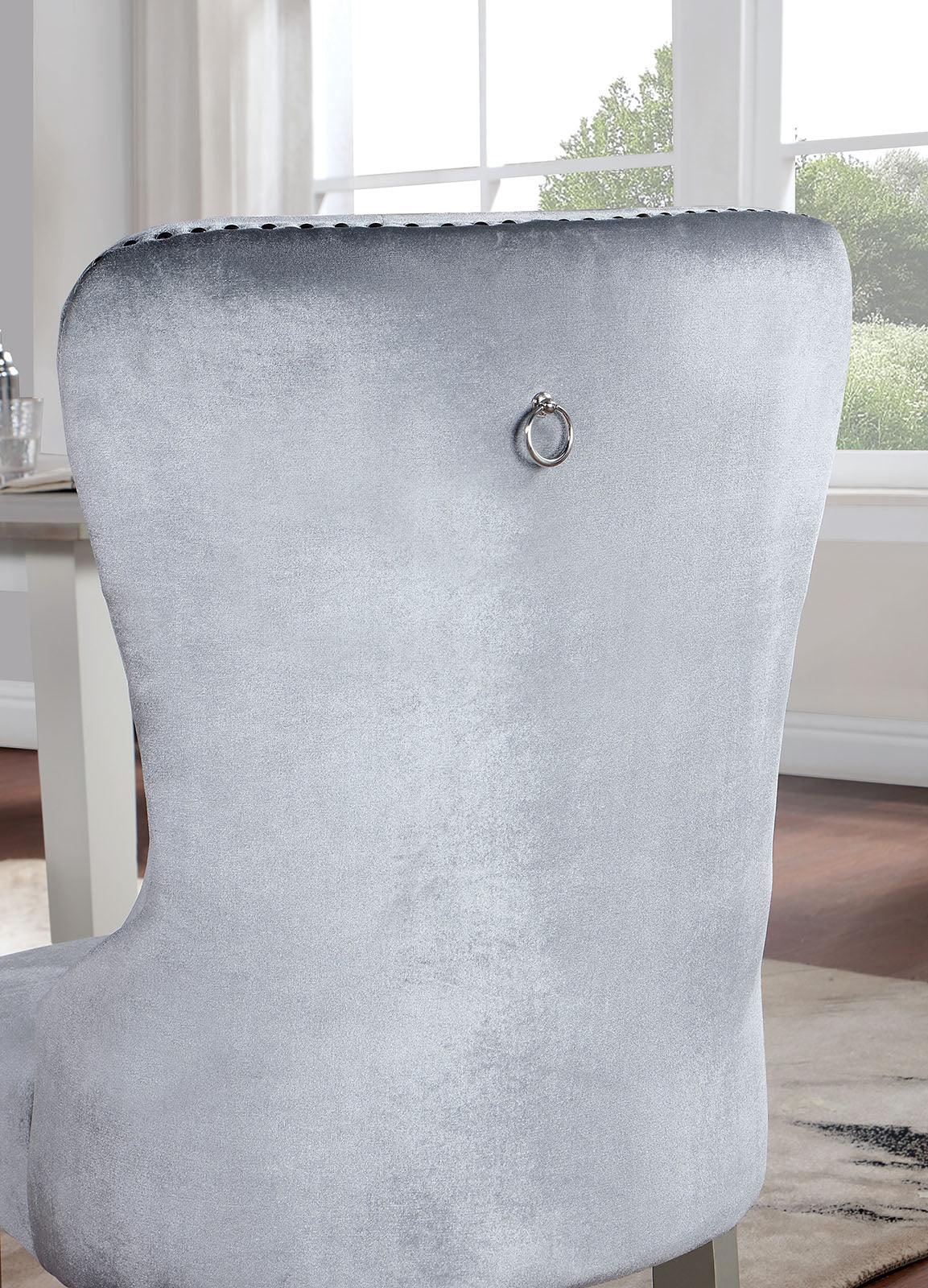 Adalia Silver/Dark Gray Chair (2/Ctn) by Furniture of America at Eve Furniture
