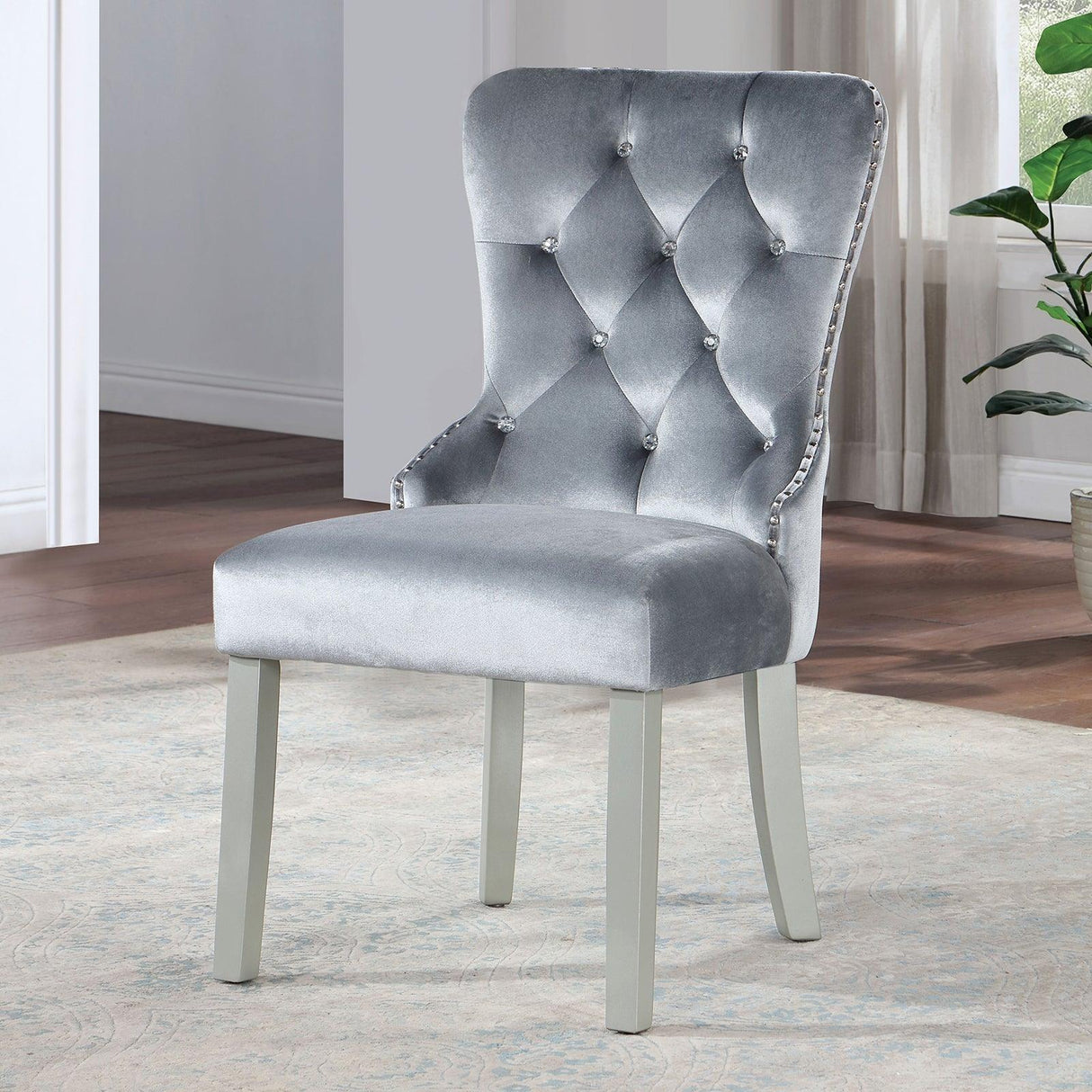 Adalia Silver/Dark Gray Chair (2/Ctn) by Furniture of America at Eve Furniture