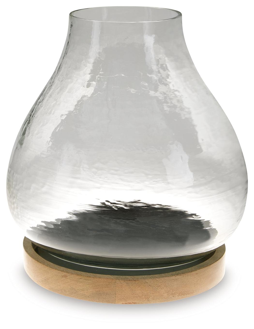 Adalisen Clear/Brown Candle Holder by Ashley at Eve Furniture