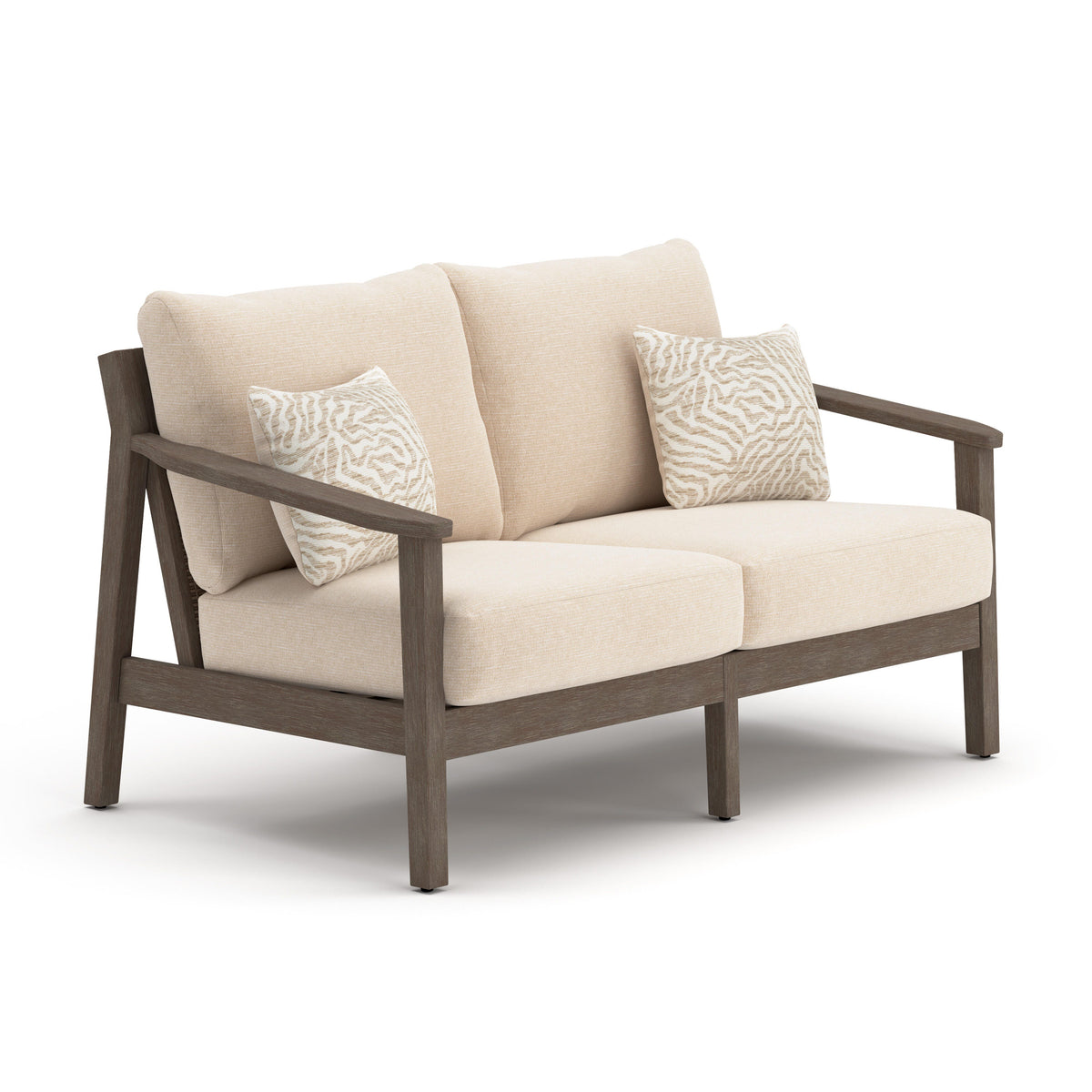 Adams Lane Dark Brown/Beige Outdoor Loveseat by Ashley at Eve Furniture