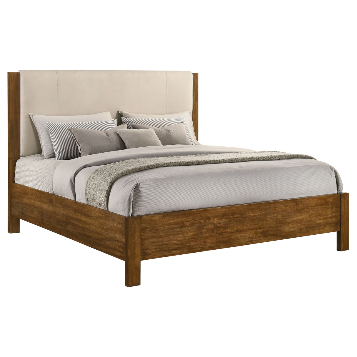 Adderley Cream/Warm Brown Eastern King Wood Panel Bed by Coaster at Eve Furniture