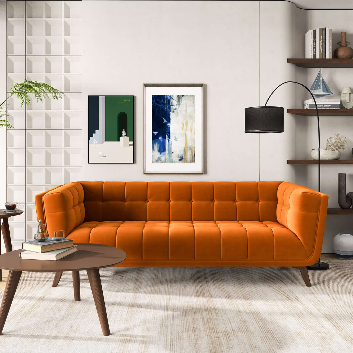 Addison Large Burnt-Orange Velvet Sofa by Ashcroft Furniture at Eve Furniture