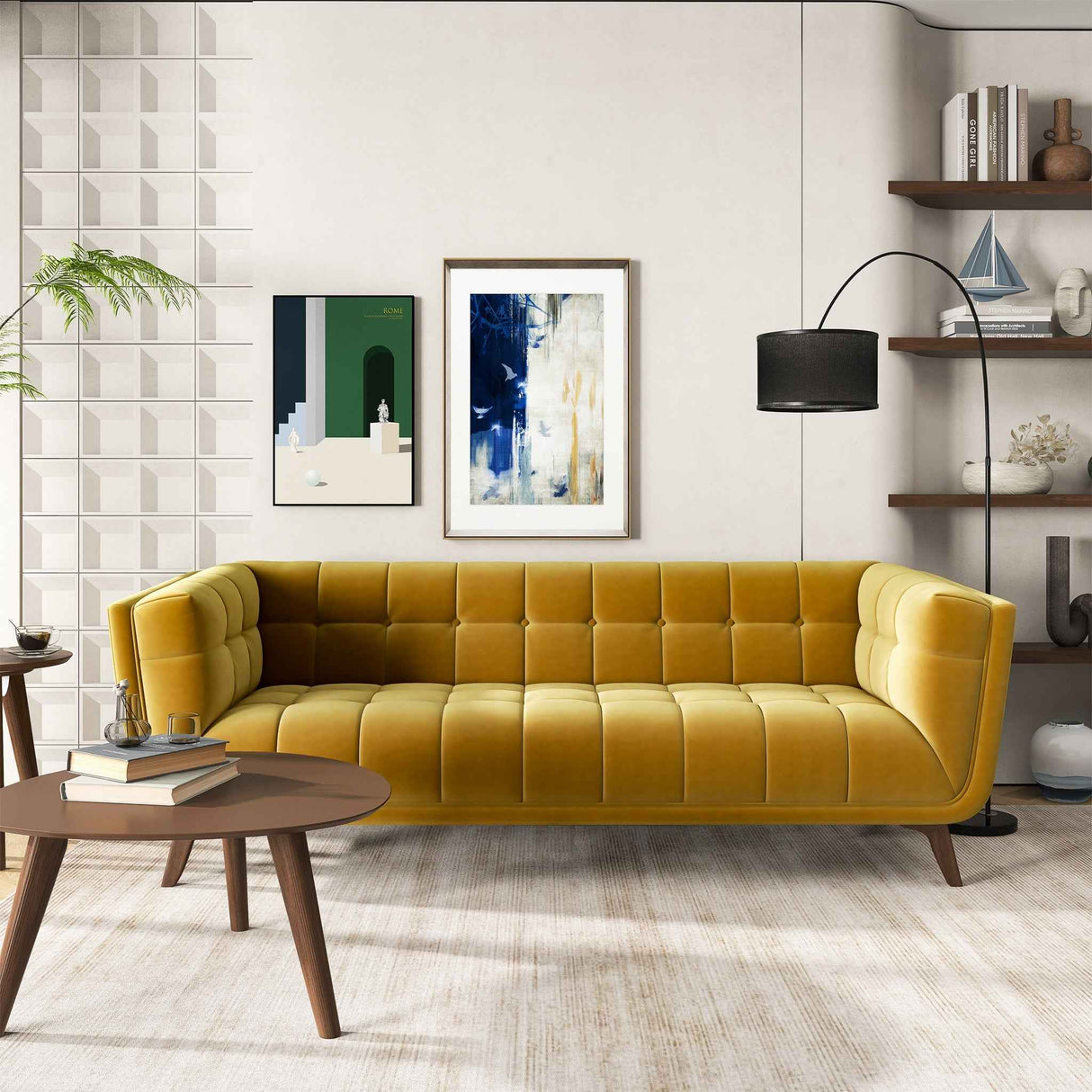 Addison Large Gold Velvet Sofa by Ashcroft Furniture at Eve Furniture