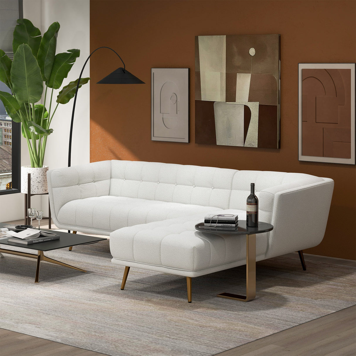 Addison Right Sectional Cream Boucle Sofa by Ashcroft Furniture at Eve Furniture