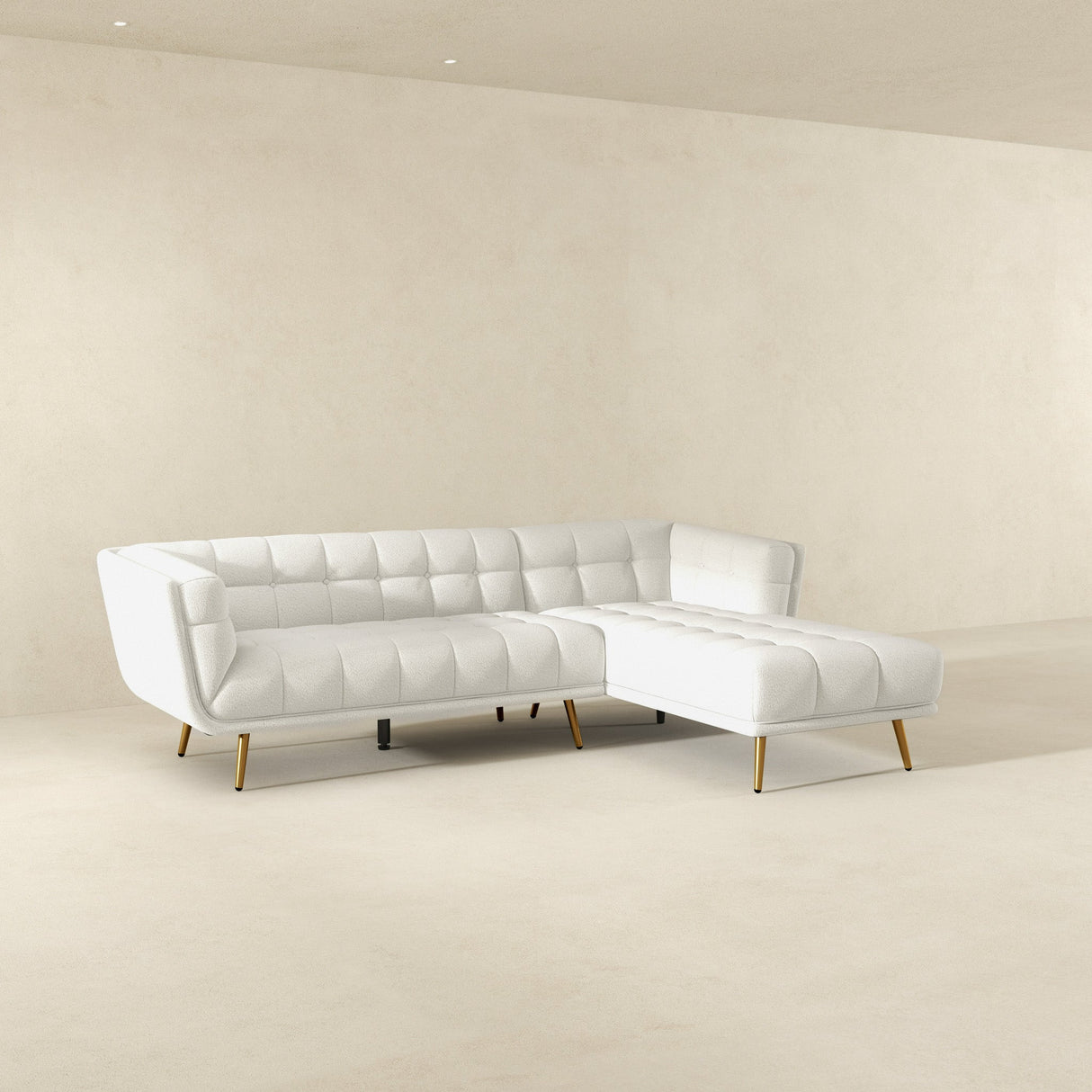Addison Right Sectional Cream Boucle Sofa by Ashcroft Furniture at Eve Furniture