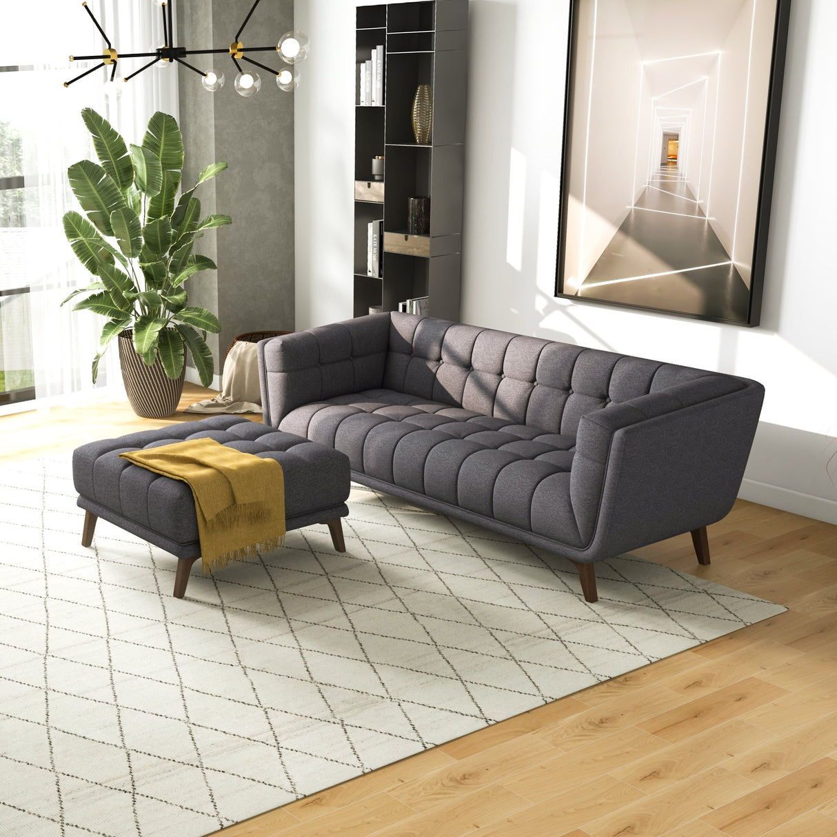Addison Square Upholstered Ottoman by Ashcroft Furniture at Eve Furniture