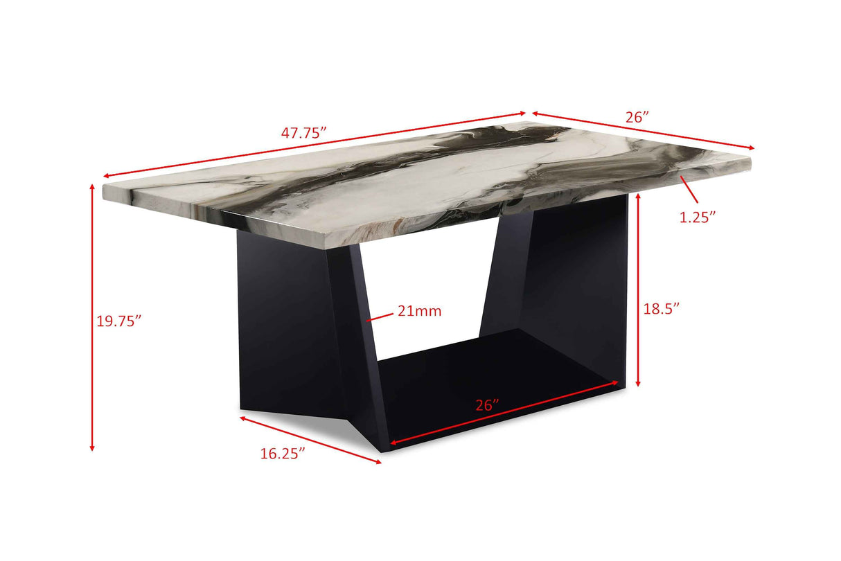 Adea Brown/Black 3-Piece Faux Marble Top Cocktail Table Set by Crown Mark at Eve Furniture
