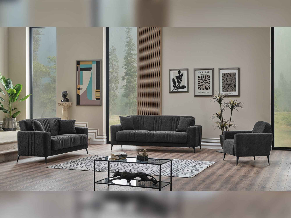 Adela Anthracite 3-pieces (Sofa & Loveseat & Chair) Livingroom Set