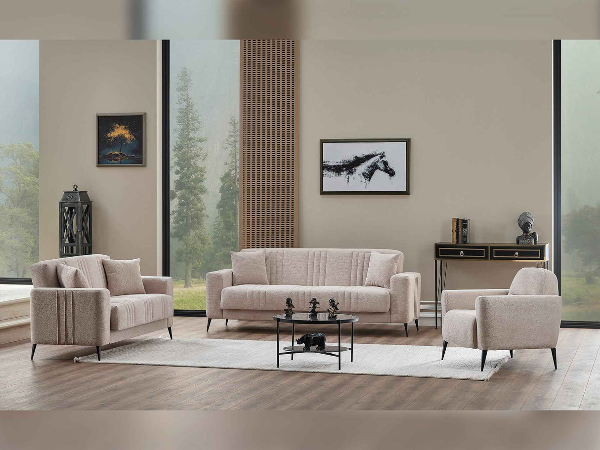 Adela Convertible Loveseat Cream by Furnia at Eve Furniture