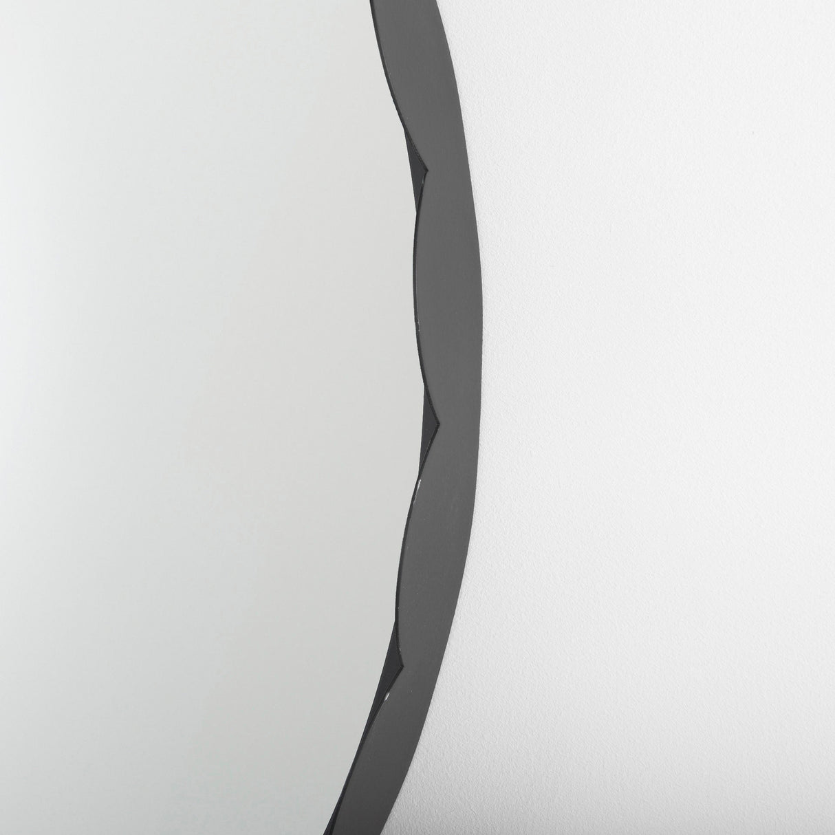 Adelaide Black Metal Scallop Edge Round Mirror by Mercana at Eve Furniture
