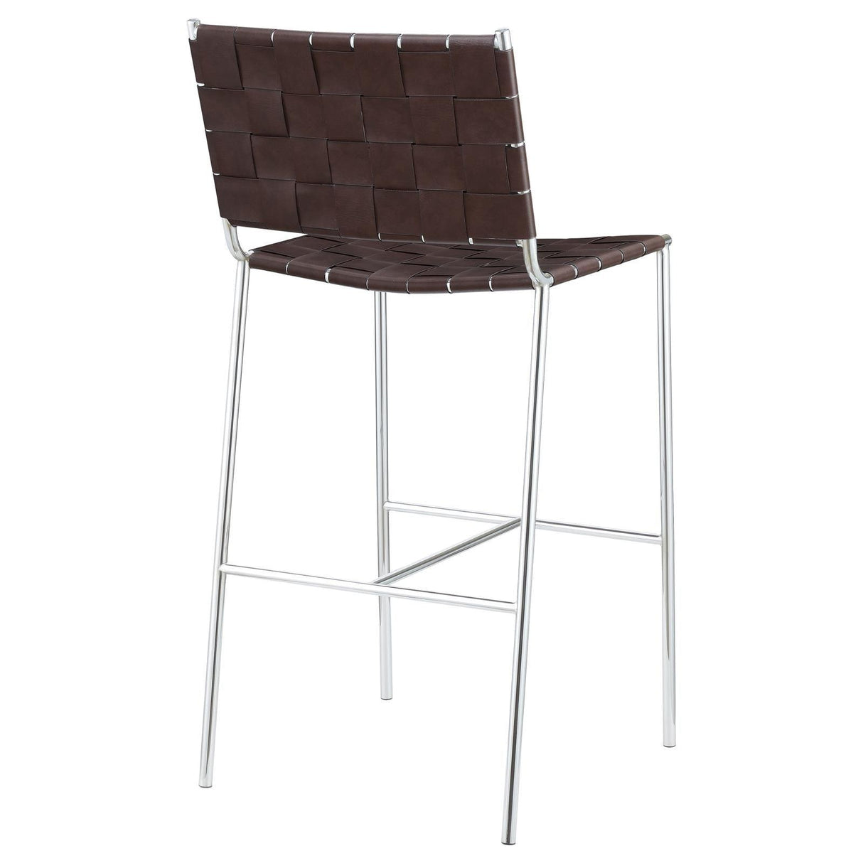 Adelaide Brown/Chrome Upholstered Bar Stool with Open Back by Coaster at Eve Furniture